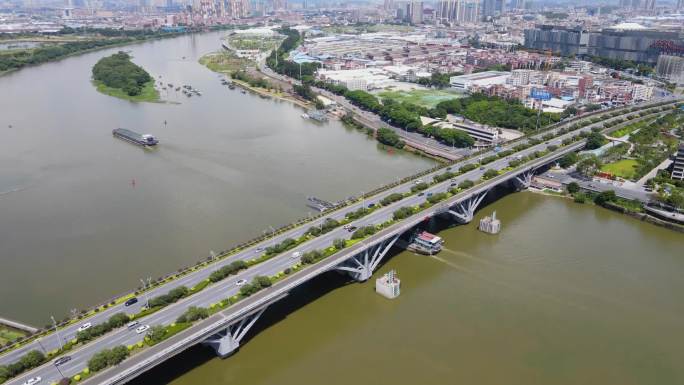 2021年佛山东平河澜石大桥高清航拍