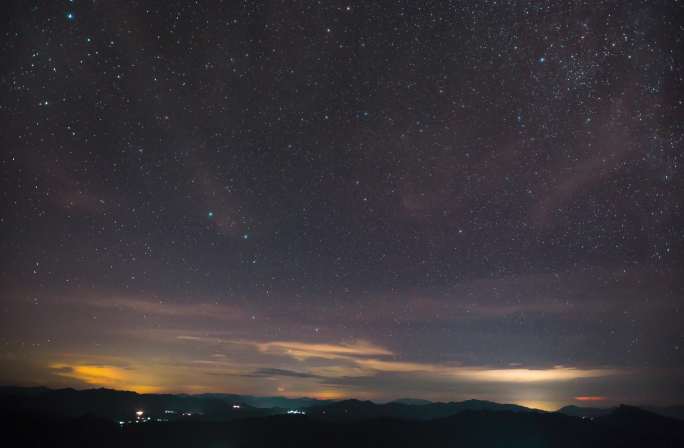 夏季星空闪电延时素材