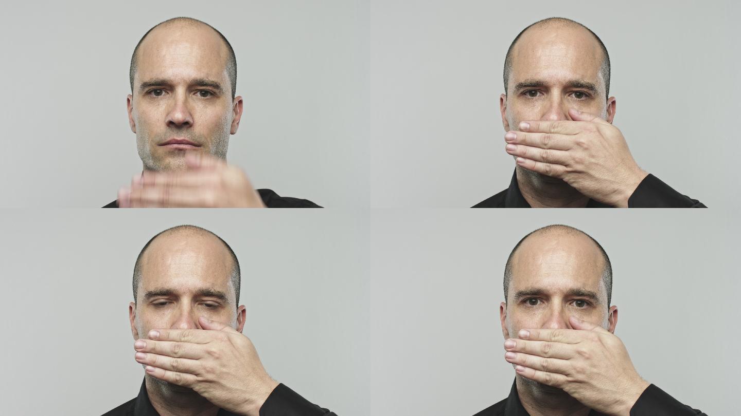 男人做手势不说话