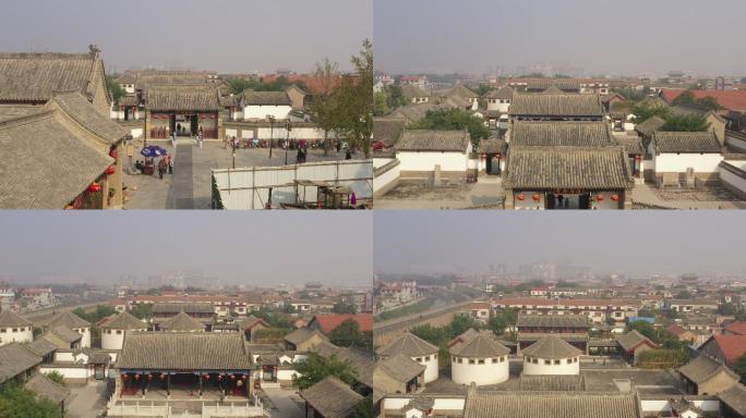 浚县县署大门古城建筑道路航拍推近