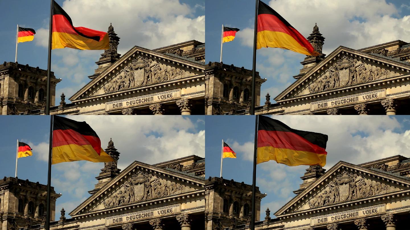 德国国旗飘扬旗帜飘动西欧欧洲