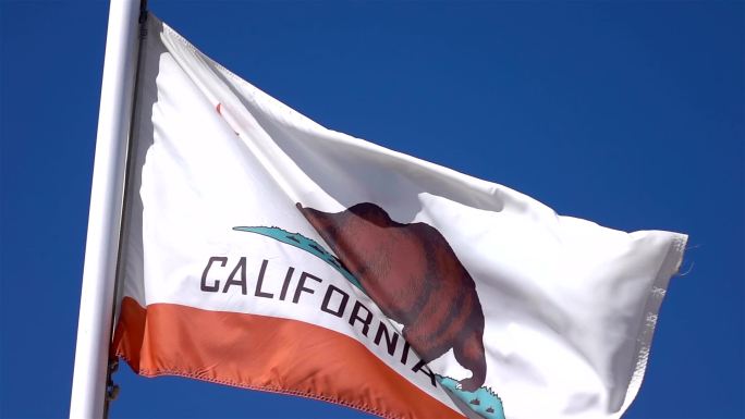 加州国旗国家标志飘扬的旗帜迎风飞舞