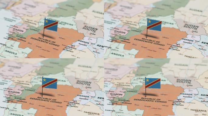 悬挂国旗的刚果民主共和国