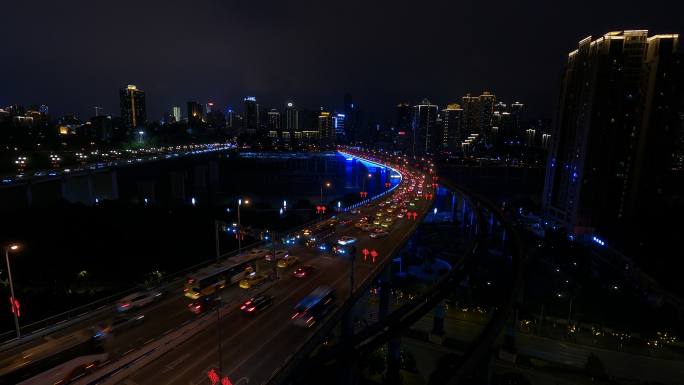 重庆城市夜景车流4K延时