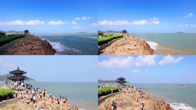 海边观景台游客延时摄影4K