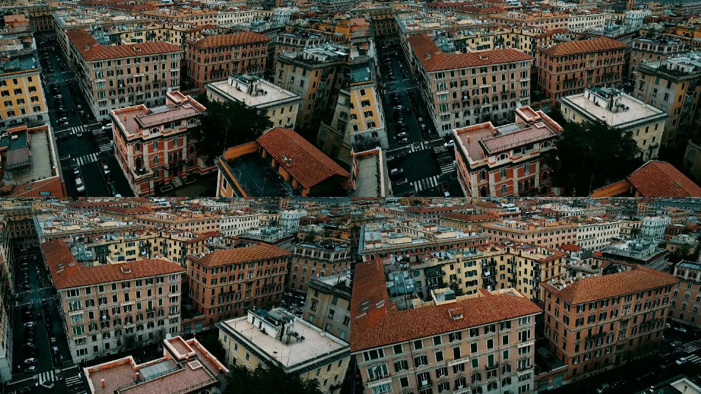 梵蒂冈城鸟瞰图城市建筑快速发展航拍延时车