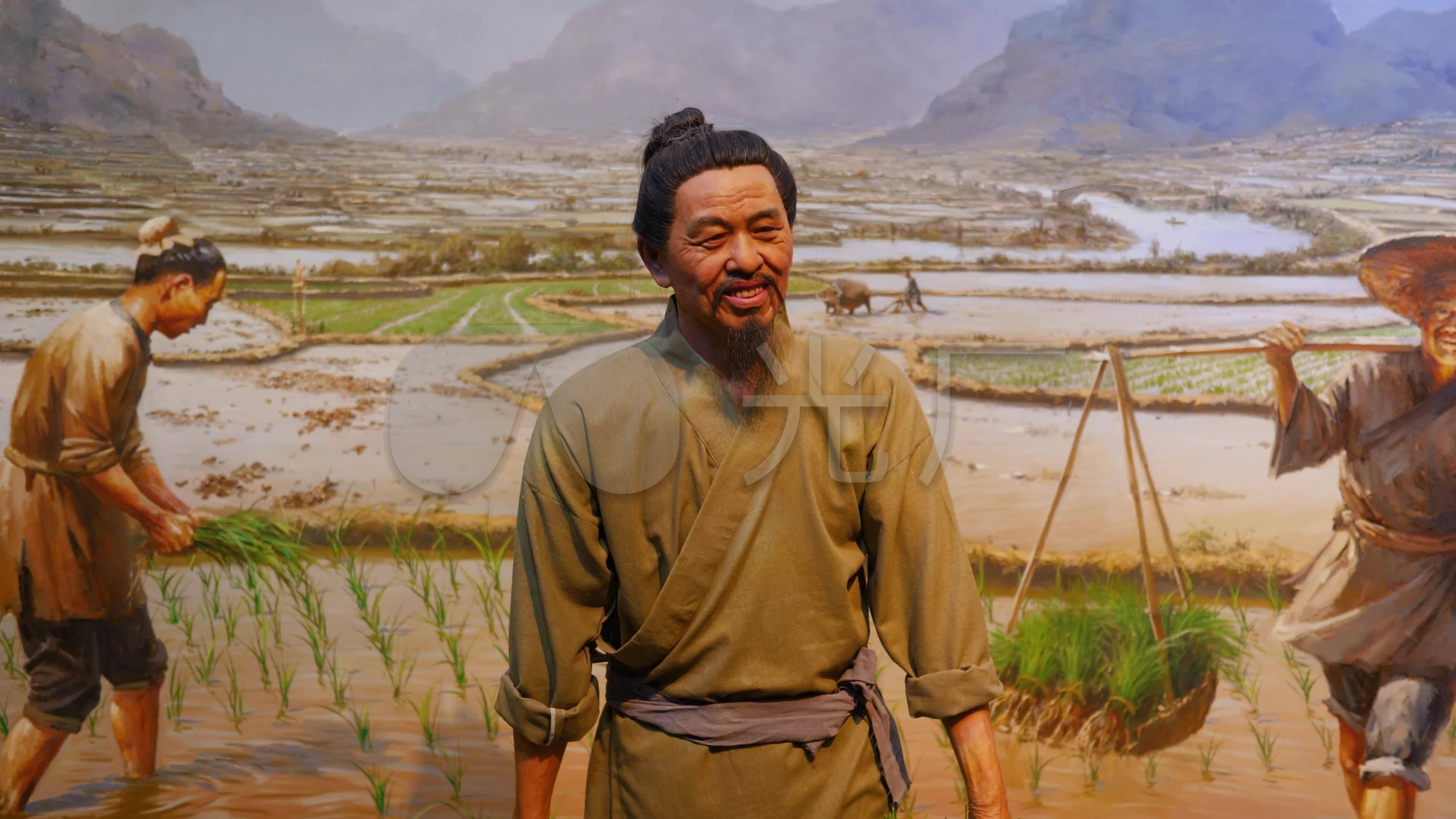 古代耕种劳作蜡像场景_3840x2160_高清视频素材下载(编号:6522672)