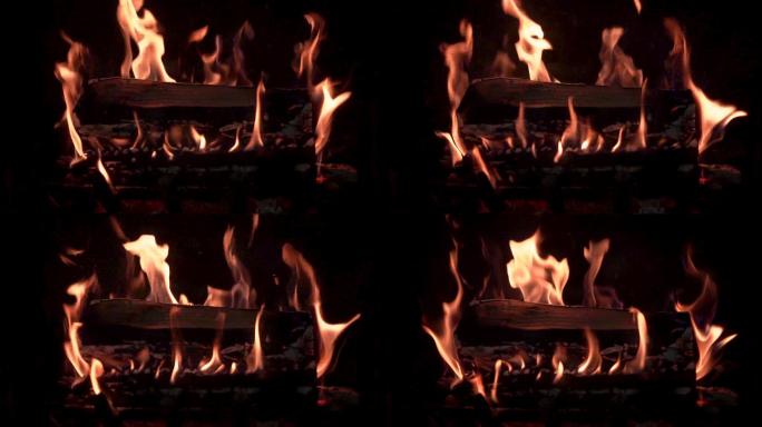 木柴正在燃烧的壁炉