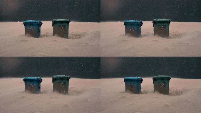 海滩上的垃圾桶