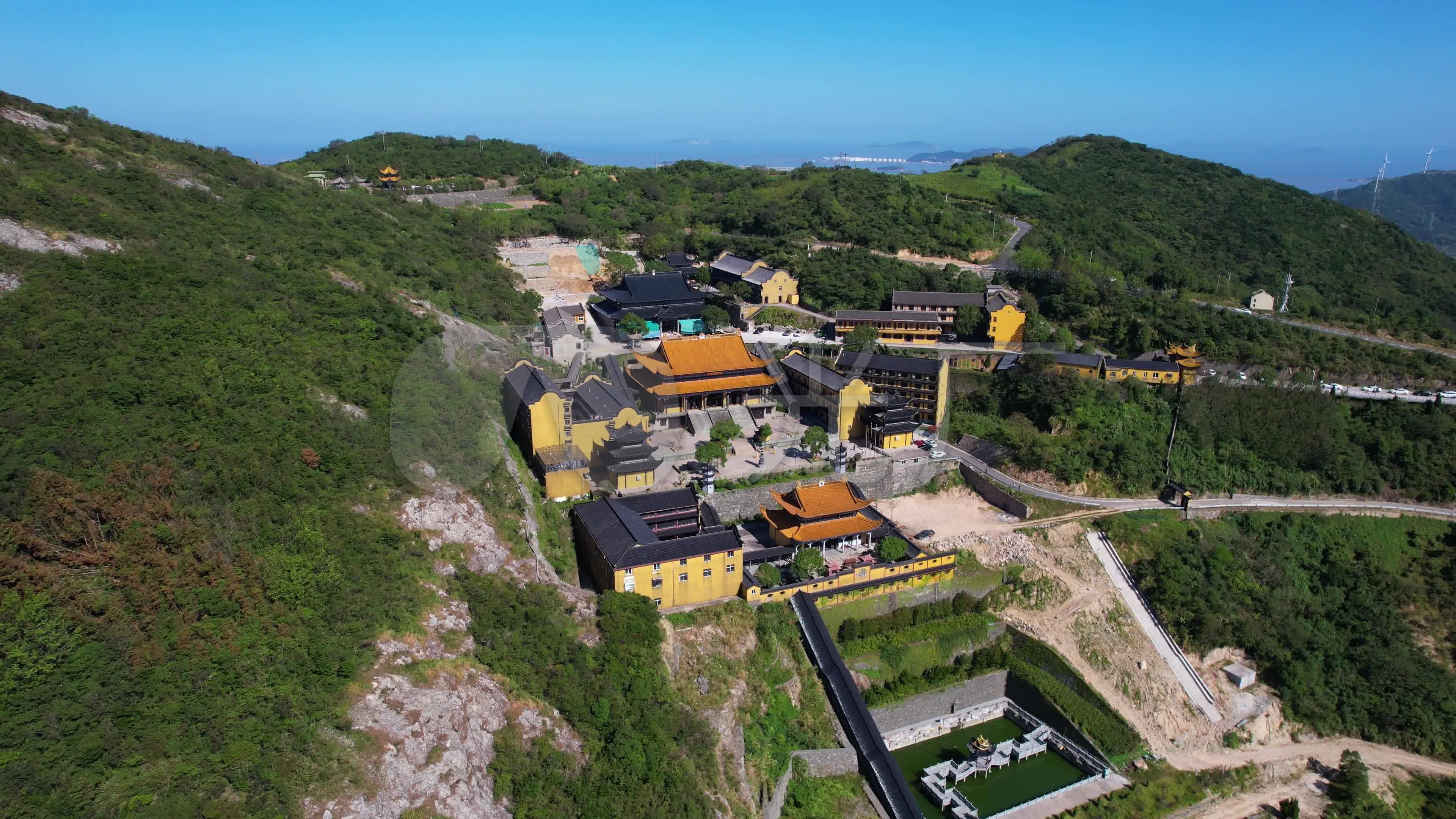 4k原创)山上的寺庙古刹佛堂古建筑航拍