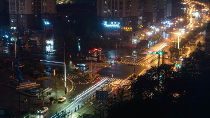 雨夜车流延时摄影