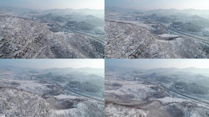 太行山大峡谷雪景航拍