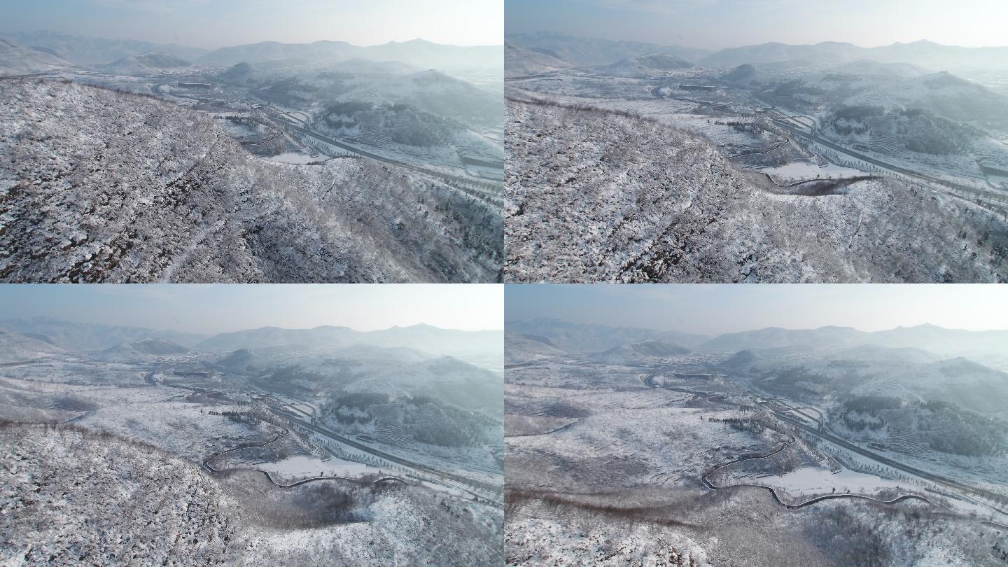 太行山大峡谷雪景航拍