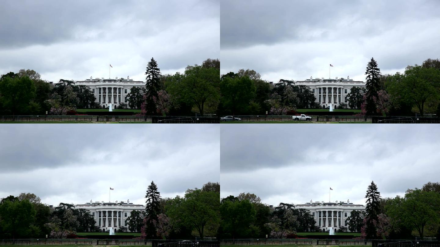阴天下的白宫漂亮国国会美国政府