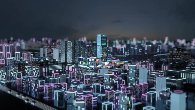 科技感城市 赛博朋克 微观城市 夜景