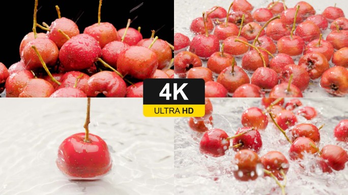 4K山楂红果水流泼水慢动作升格镜头