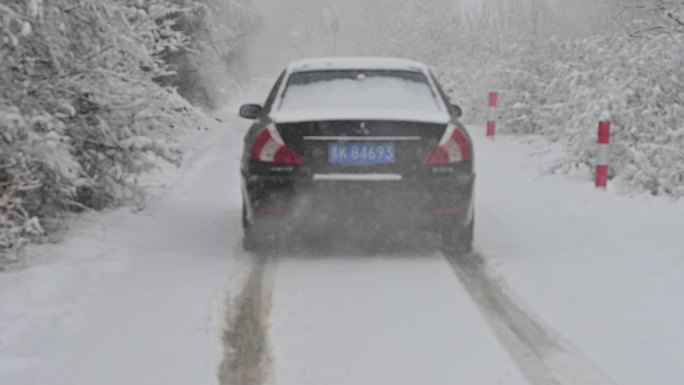 大雪纷飞在路上