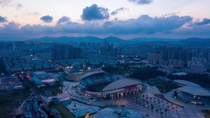 【正版素材】珠海体育中心夜景延时