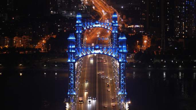 武汉市汉江古田桥灯光夜景