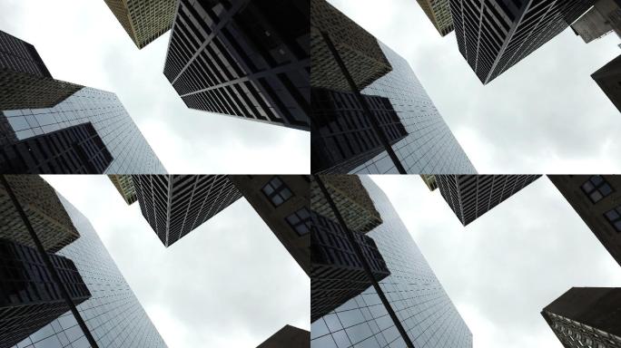 市中心摩天大楼的高立面图