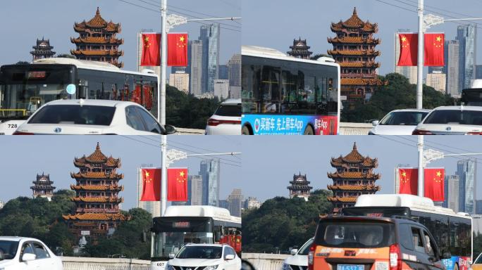 武汉市国庆期间黄鹤楼前的车流量
