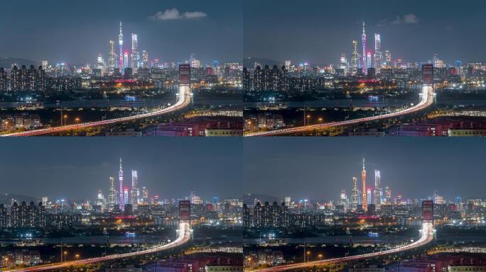 广州中轴线三件套新光大桥夜景延时