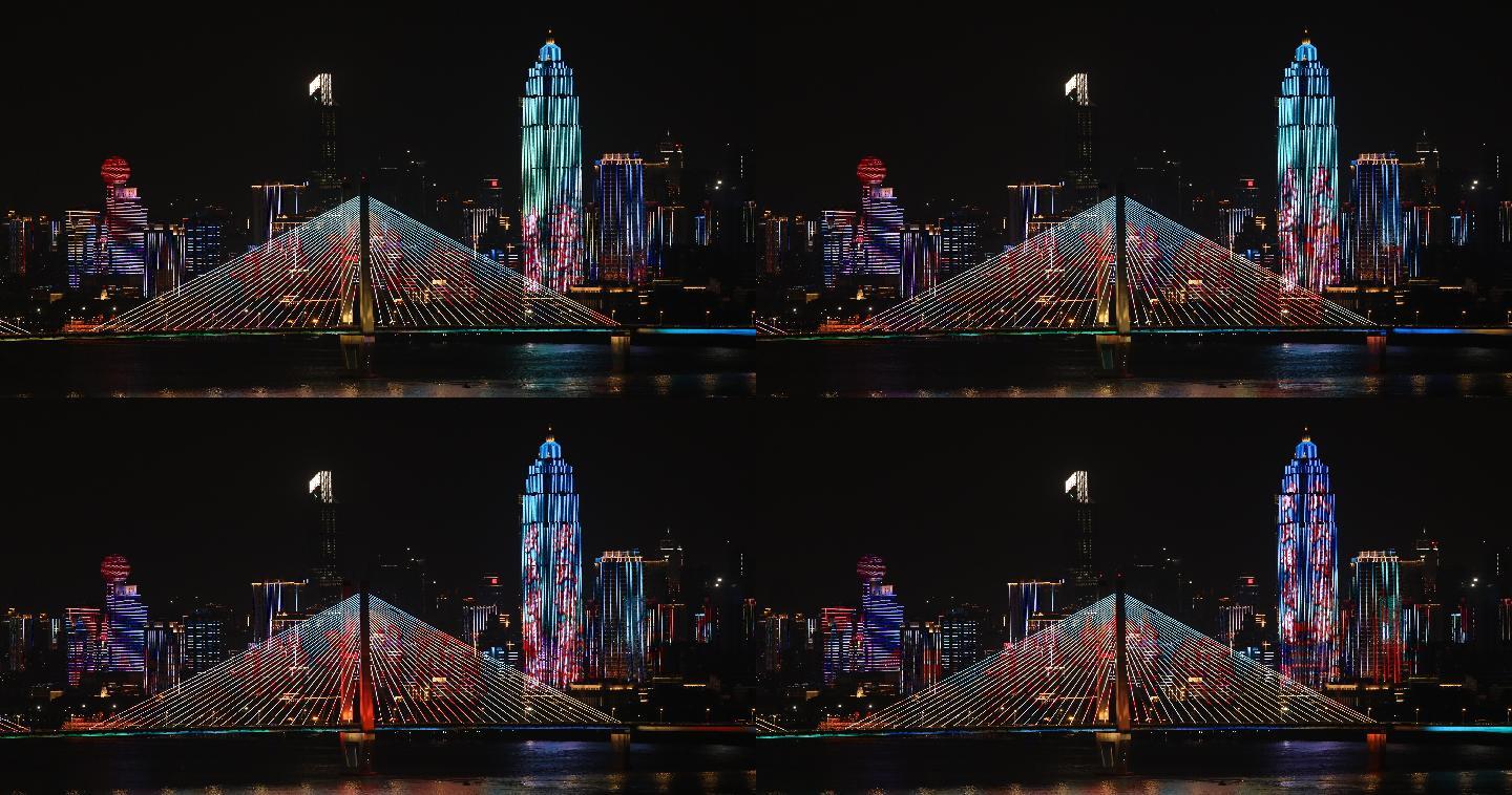 武汉市长江主轴长江二桥灯光秀夜景