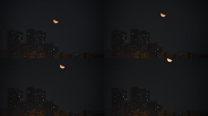 城市夜景月出延时