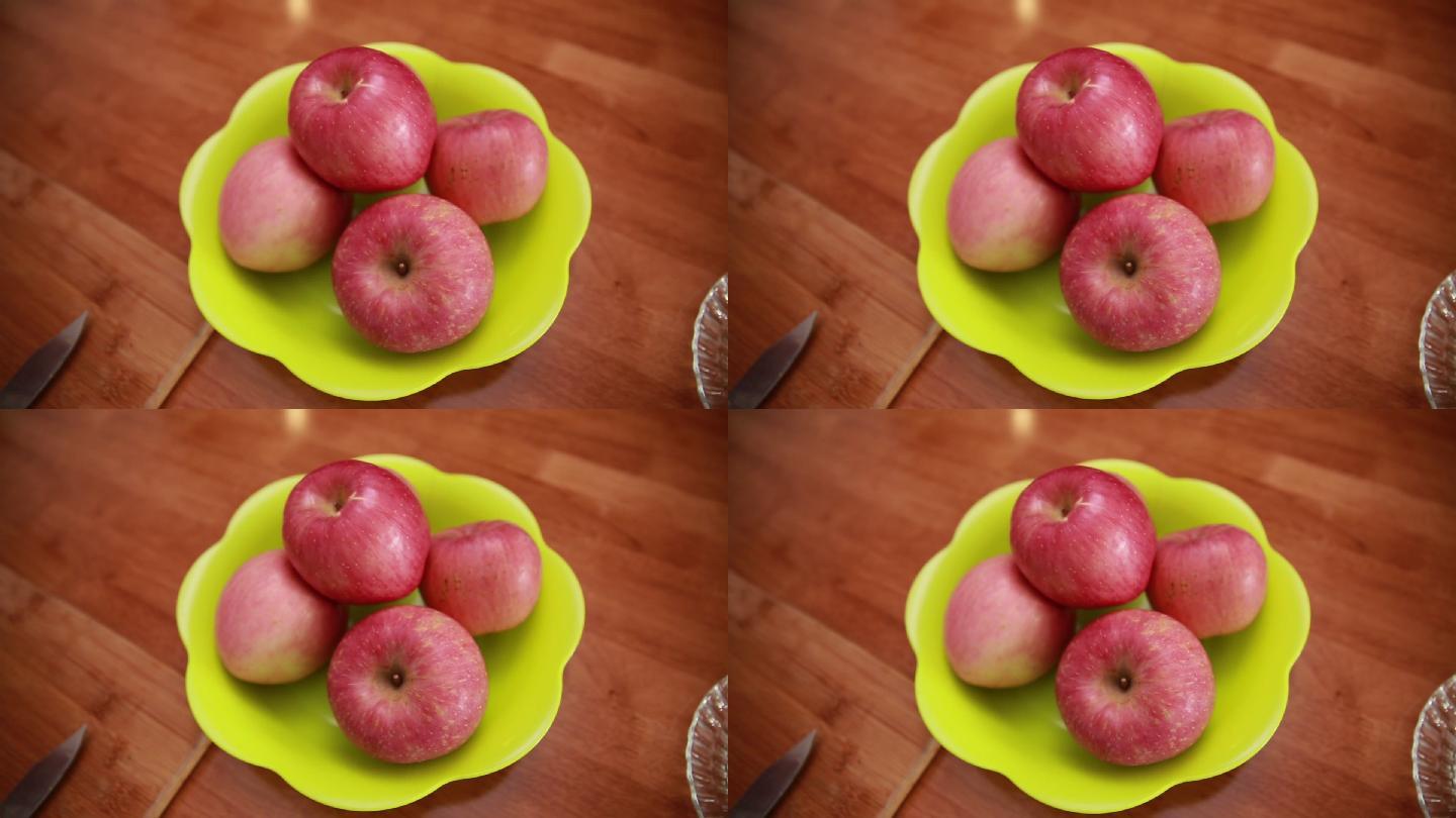 观察果盘里的红富士苹果 (2)