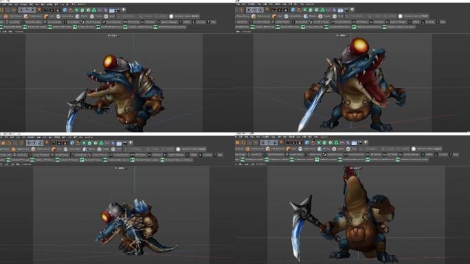 C4D鳄鱼模型动作全套工程