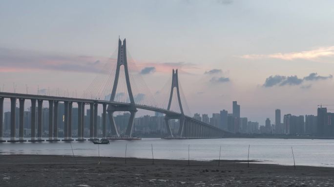 《正版素材》湛江海湾大桥日转夜4K延时