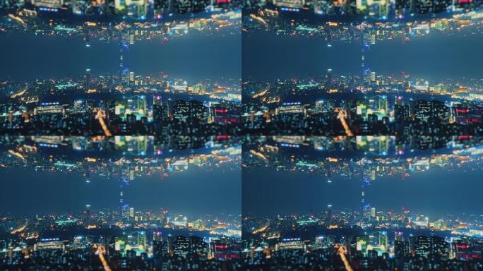 北京城市夜景天空之城延时颠倒世界4K