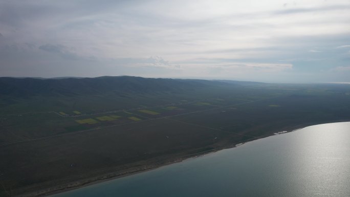 青海湖500米高航拍