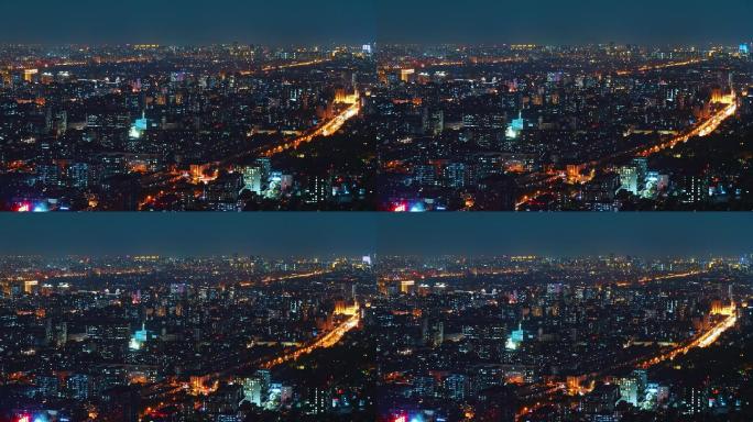 北京城市夜景延时车流城市森林4K