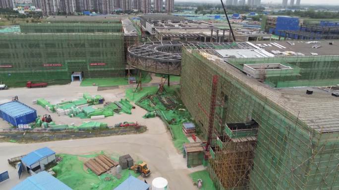 航拍建设中的北京景山学校通州校区工地