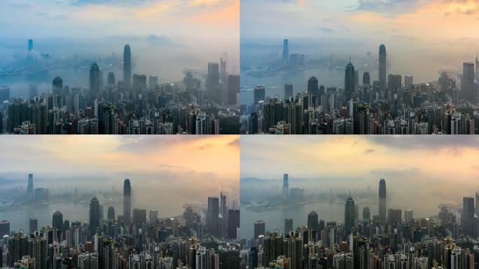 早晨香港云海风景的延时摄影