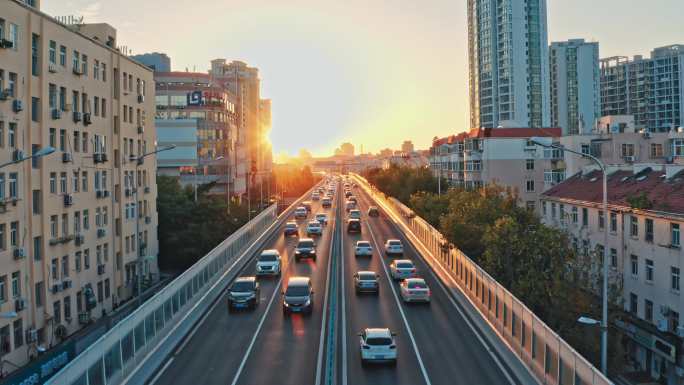 青岛【东西快速路】【胶宁高架】夕阳视频