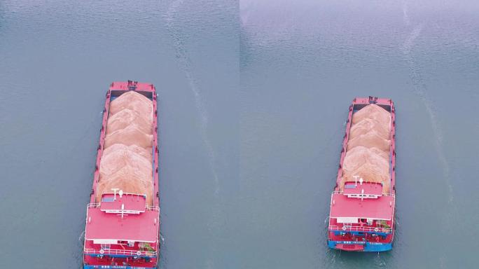 株洲湘江上的货源船最新竖拍航拍