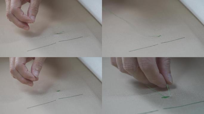 刺绣针法斜针针法4k素材