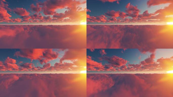 4k太阳落日天空火烧云行走
