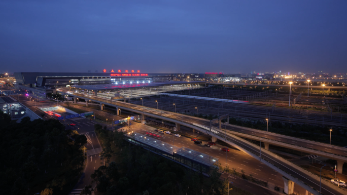 上海虹桥站 延时 高铁 进出站 日转夜
