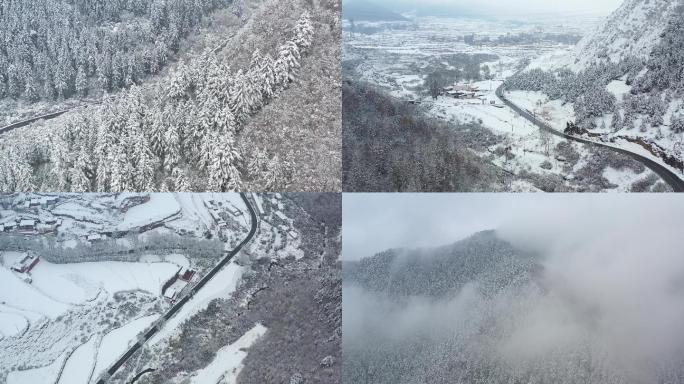 甘肃兰州兴隆山雪景航拍