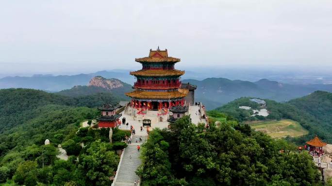 潍坊沂山风景区航拍地拍