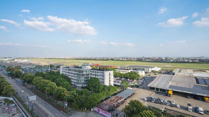 杭州萧山机场飞机滑行起飞延时摄影