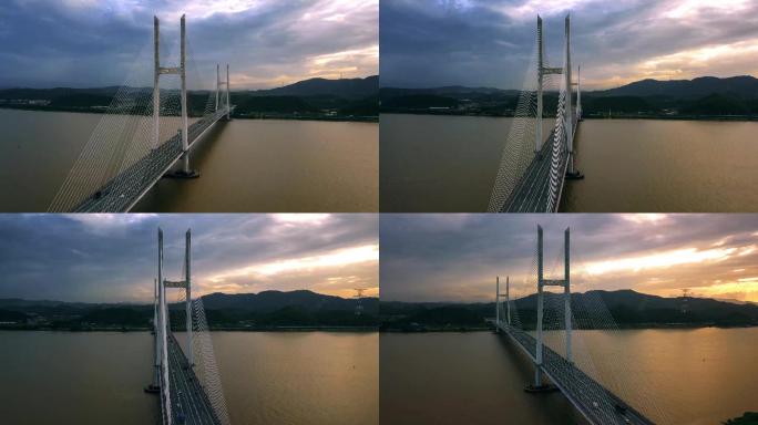 跨江大桥车流移动延时视频