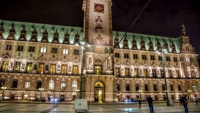 汉堡市政厅大楼延时摄影