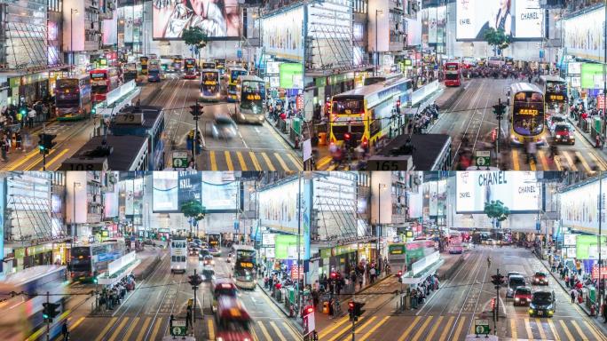 香港市中心商务区夜景延时