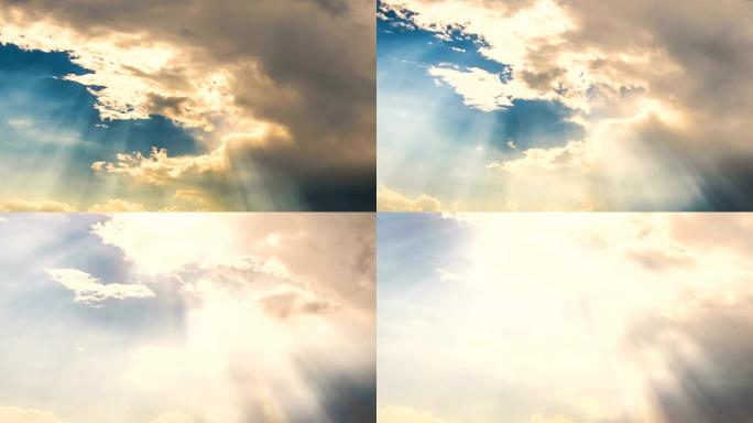 阳光从云层中渗出延时摄影