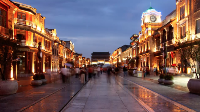 前门 王府井 教堂 延时 北京 夜景