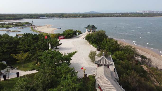 [4K]航拍素材.北戴河鸽子窝海滩近景